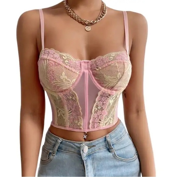 LUXE 5 Star Fave Princess Bustier Corset Lace Cami Crop Top Med - Picture 2 of 11